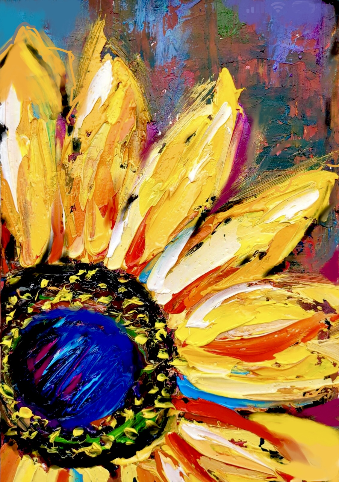 Abstract Palette Knife Sunflower $30!