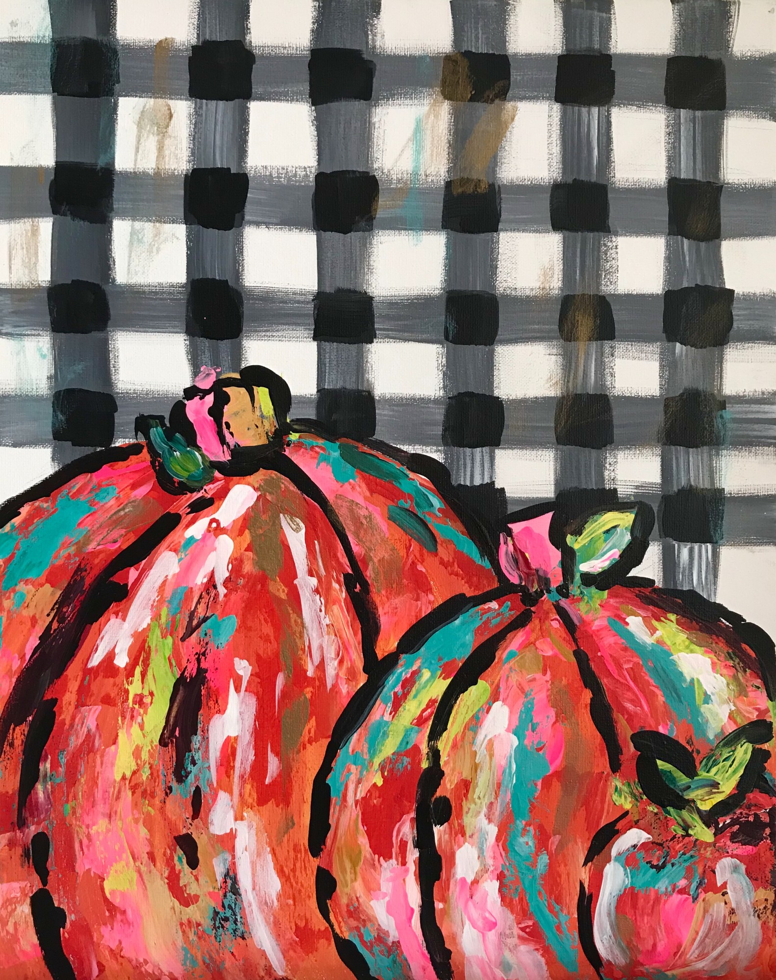 Gingham Pumpkin WineDown Wednesday $25 - In studio