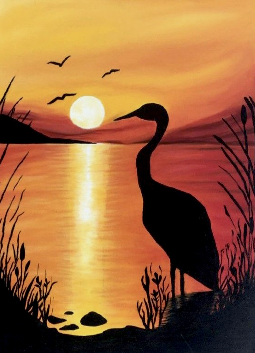 Heron at Dusk (stencil included!)