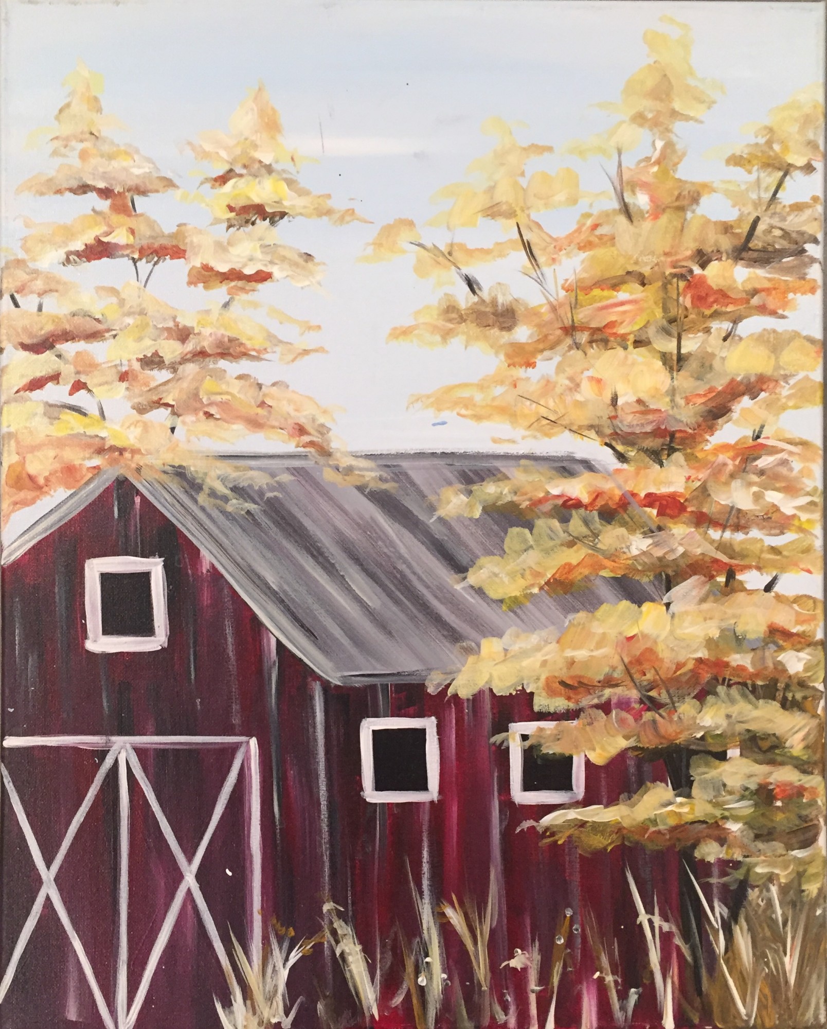 Fall Red Barn $25