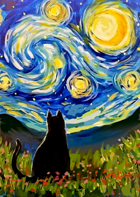 Starry Summer Night Pet Silhouette