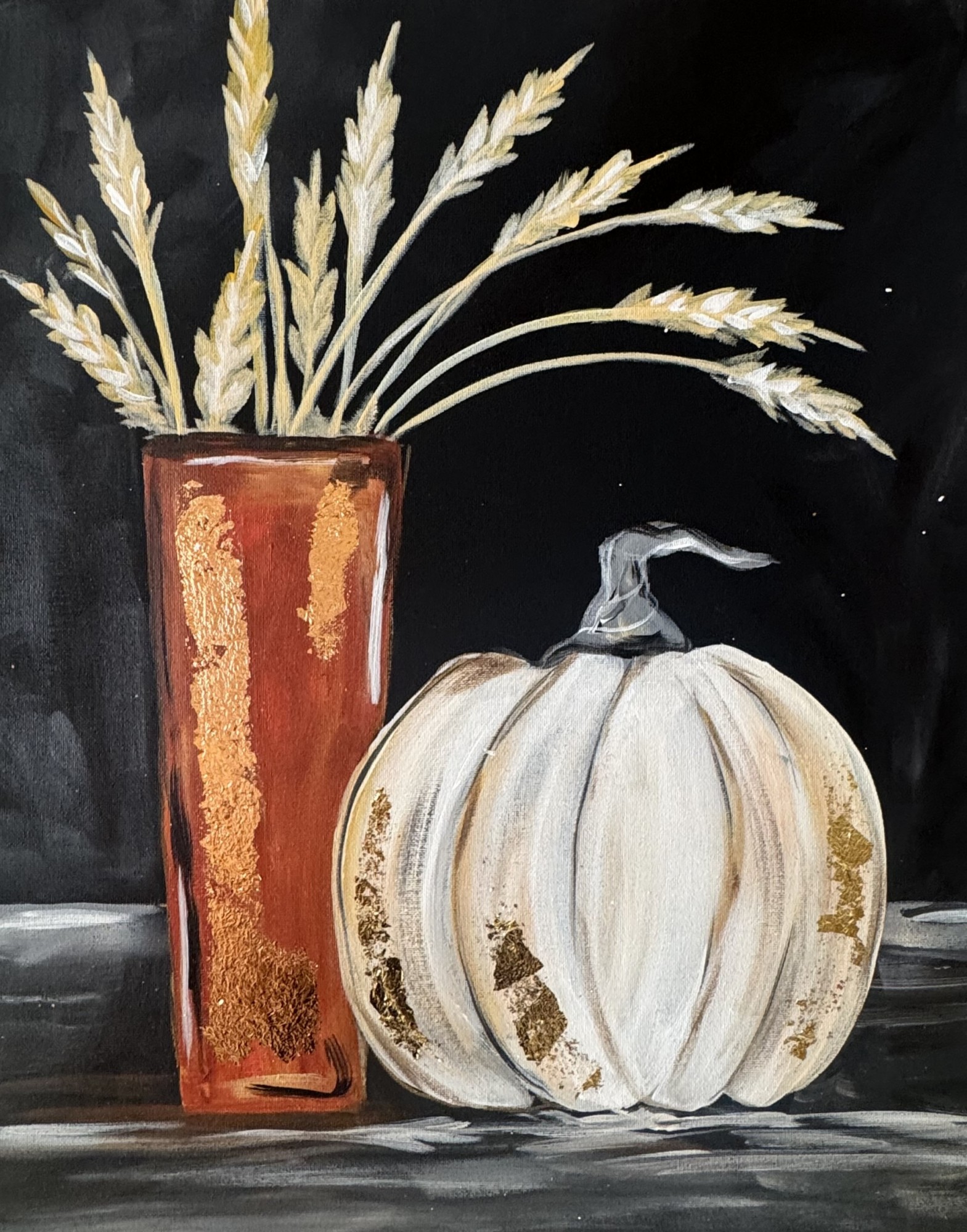 Harvest Still Life - Copper and Gold Leaf! 