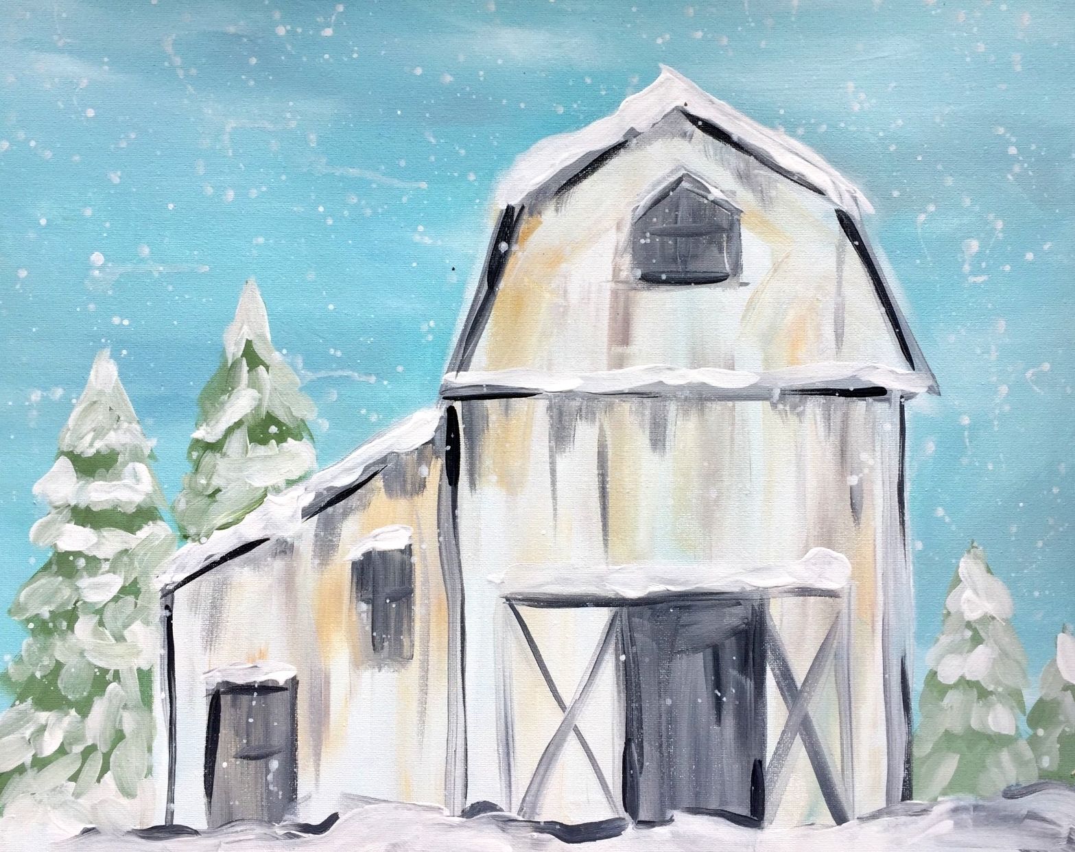 Wintry White Barn